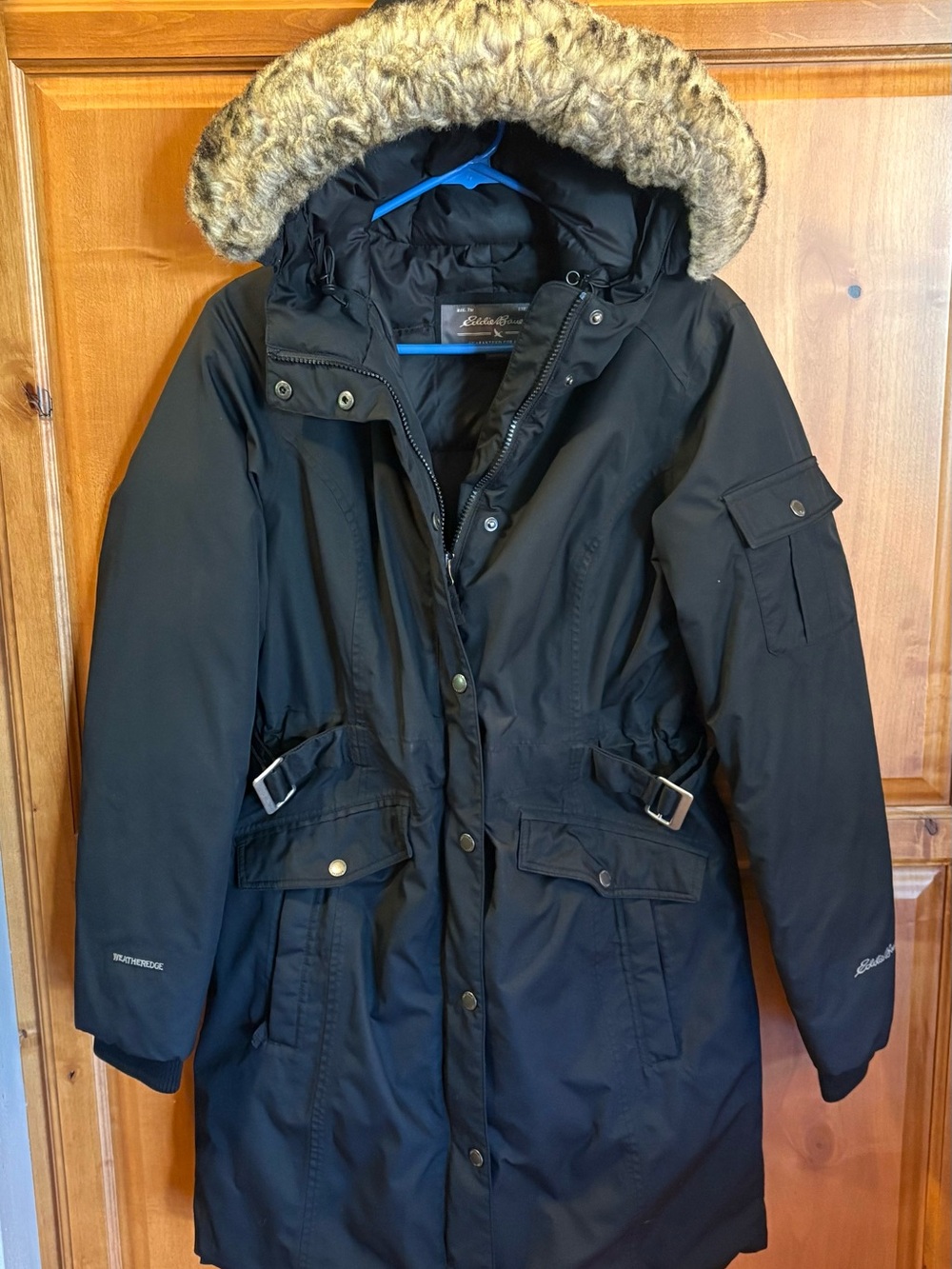 Eddie Bauer WeatherEdge Superior Down Parka Jacket Faux Fur Black Size S